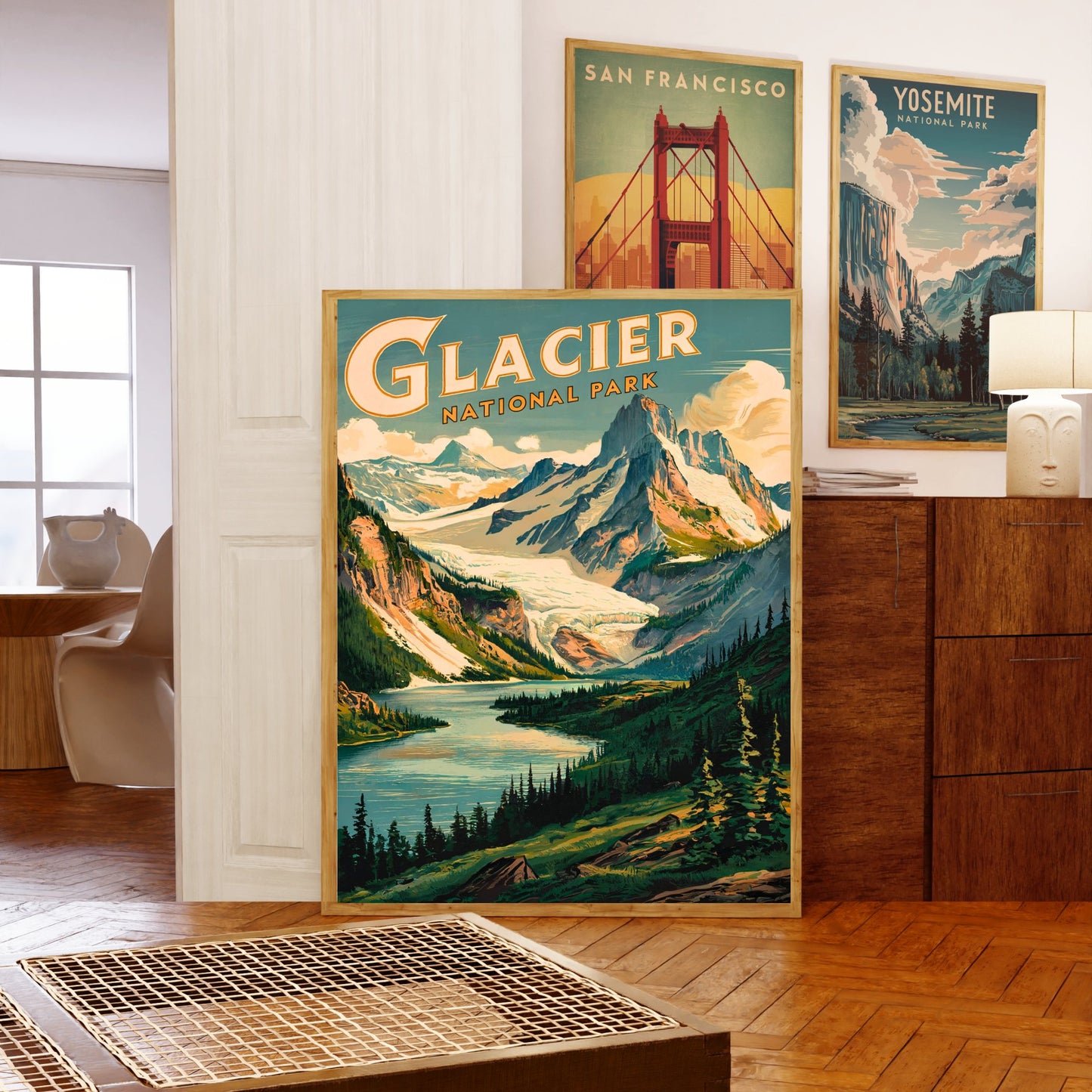 Glacier National Park Vintage Travel Poster - Timeless Mountain Majesty