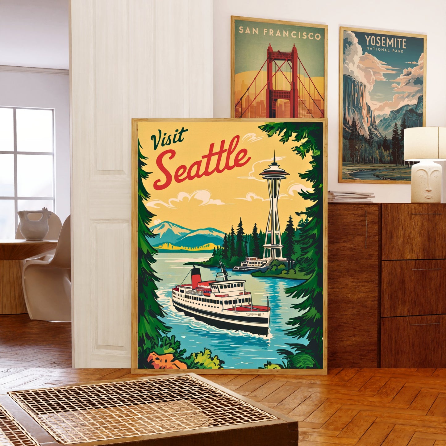 Seattle Vintage Travel Poster -  Pacific Northwest Charm