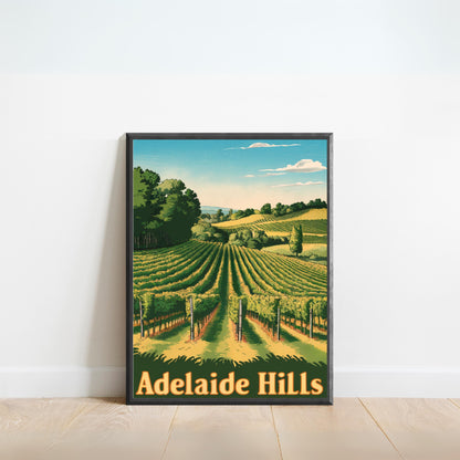 Adelaide Hills Vintage Travel Poster - Scenic Mountain Views