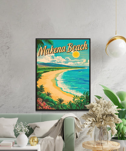 Makena Beach Vintage Travel Poster