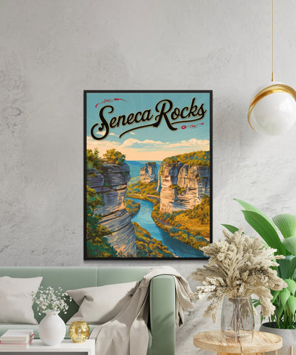 Seneca Rocks Vintage Travel Poster - Rock Formation