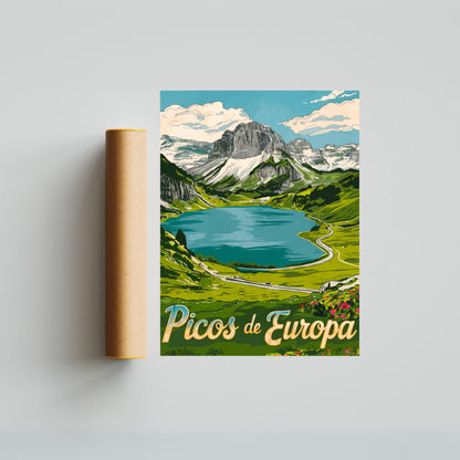 Picos de Europa Vintage Travel Poster - Alpine Beauty