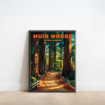 Muir Woods Vintage Travel Poster - Timeless Redwoods Sanctuary