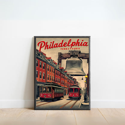 Philadelphia Vintage Travel Poster - City of Brotherly Love