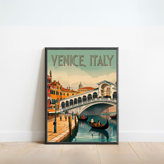 Venice Vintage Travel Poster -  Journey Through Canals