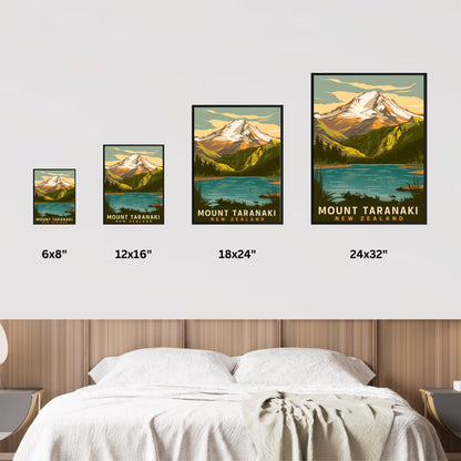 Mount Taranaki Vintage Travel Poster - Majestic Peaks