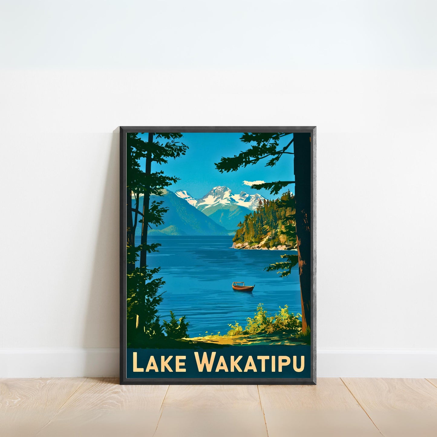 Lake Wakatipu Vintage Travel Poster - New Zealand Lake