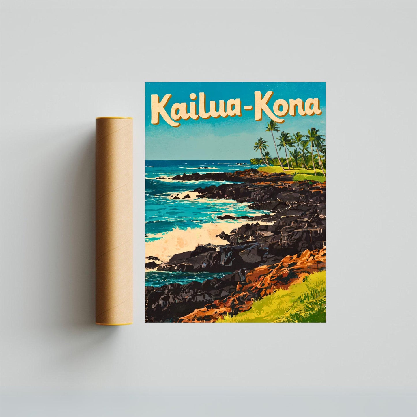 Kailua-Kona Vintage Travel Poster - Hawaiian Paradise on the Big Island