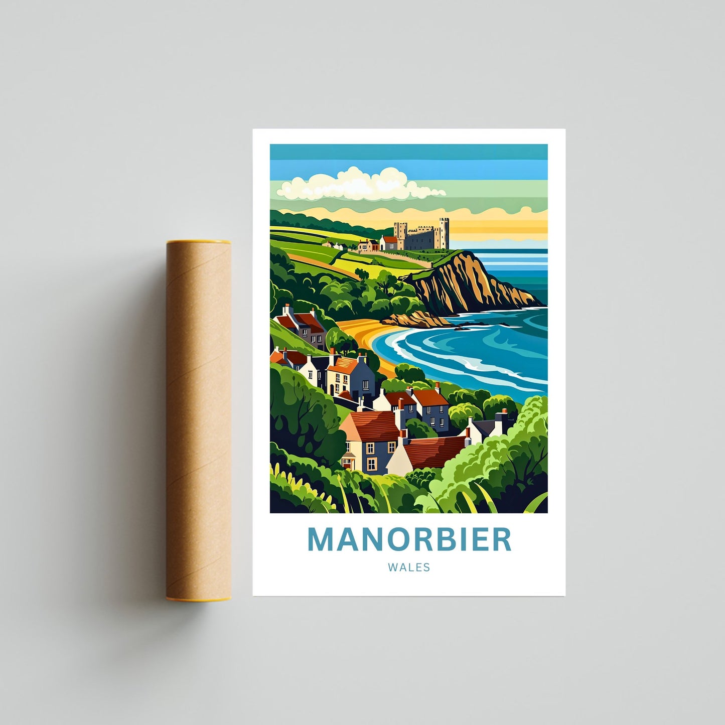 Manorbier Travel Poster