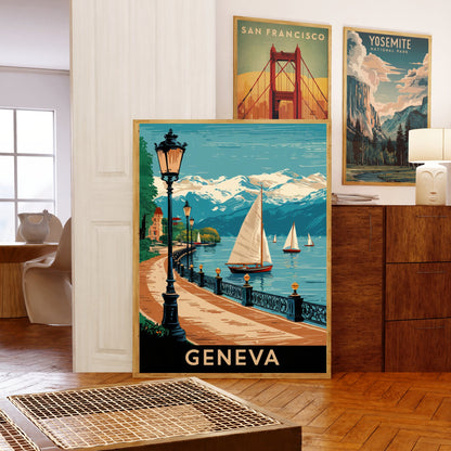 Geneva Vintage Travel Poster - Timeless Swiss Serenity