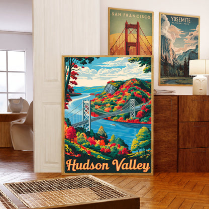 Hudson Valley Vintage Travel Poster - Scenic River