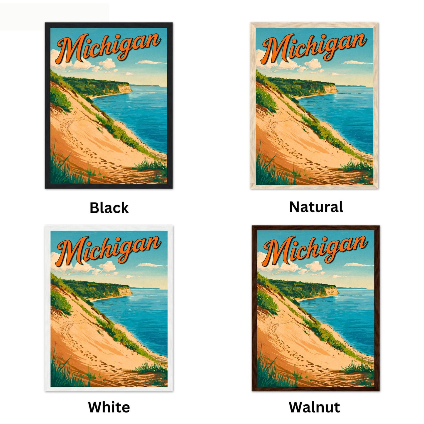 Michigan Vintage Travel Poster - Sand Dunes