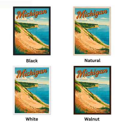 Michigan Vintage Travel Poster - Sand Dunes