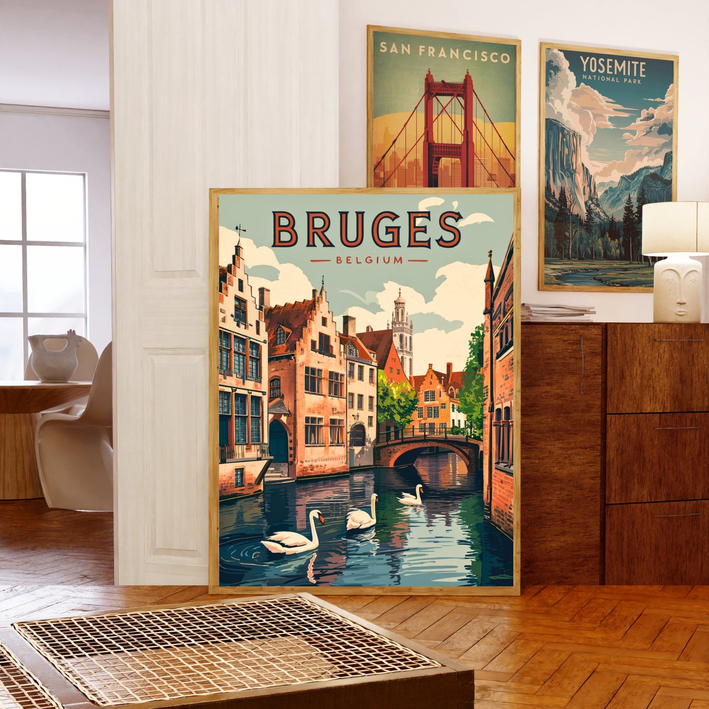 Bruges Vintage Travel Poster  - Timeless Medieval Charm