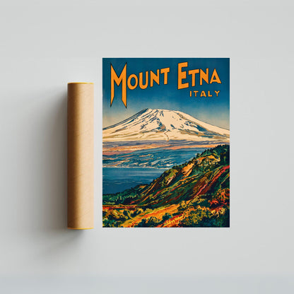 Mount Etna Vintage Travel Poster - Timeless Sicilian Volcano