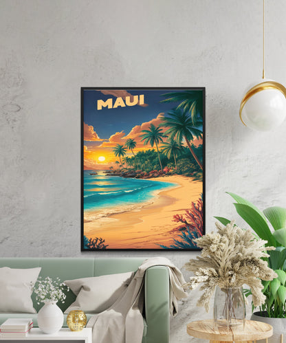 Maui Vintage Travel Poster - Ocean Bliss