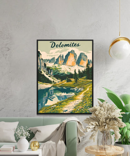 Dolomites Vintage Travel Poster - Italian Mountain Splendor