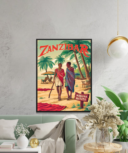 Zanzibar Vintage Travel Poster