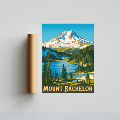 Mount Bachelor Vintage Travel Poster -  Alpine Playground