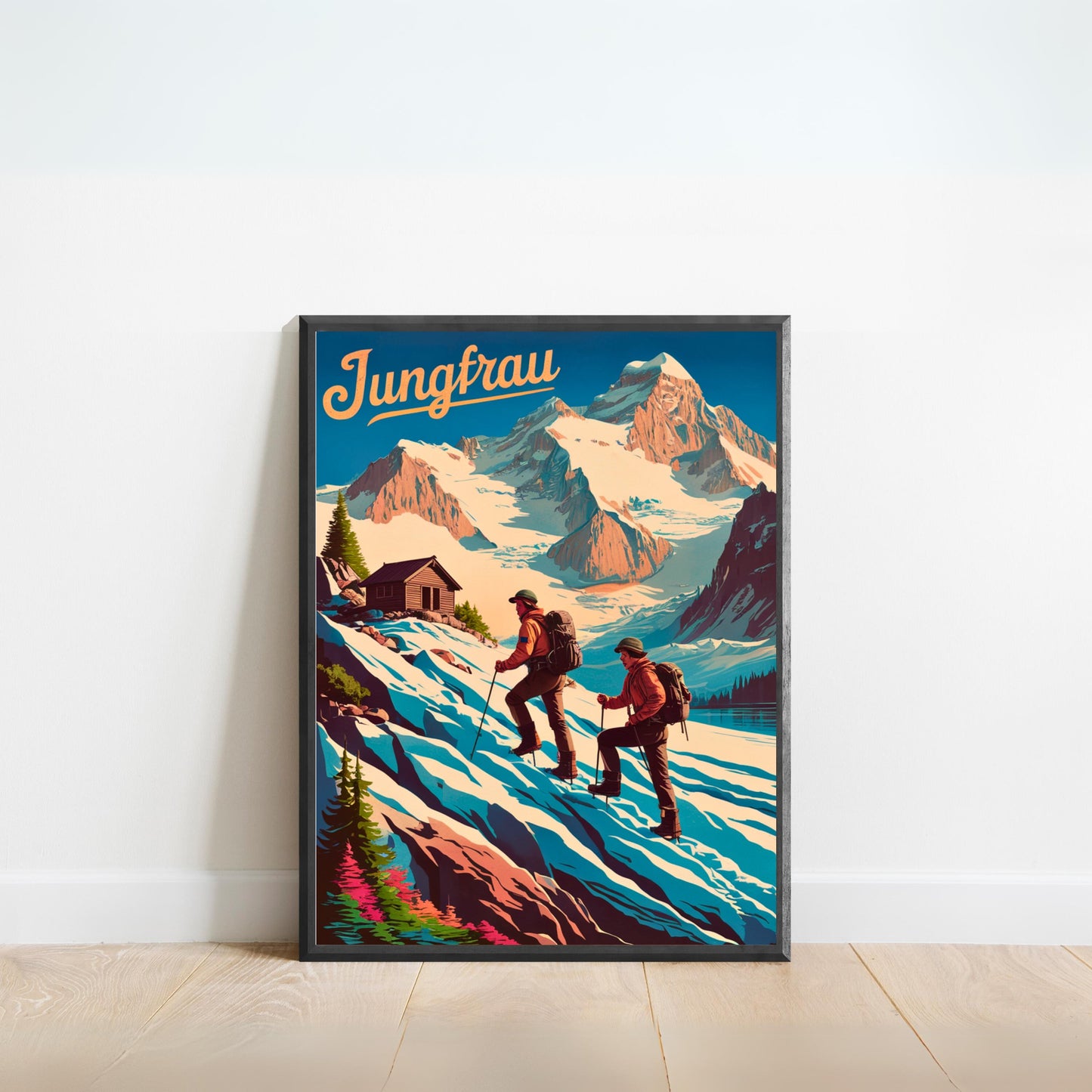 Jungfrau Vintage Travel Poster - Alpine Majesty Climbing