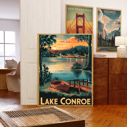 Lake Conroe Vintage Travel Poster - Crystal Clear