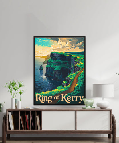 Ring of Kerry Vintage Travel Poster - Emerald Hills