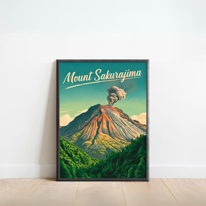 Mount Sakurajima Vintage Travel Poster