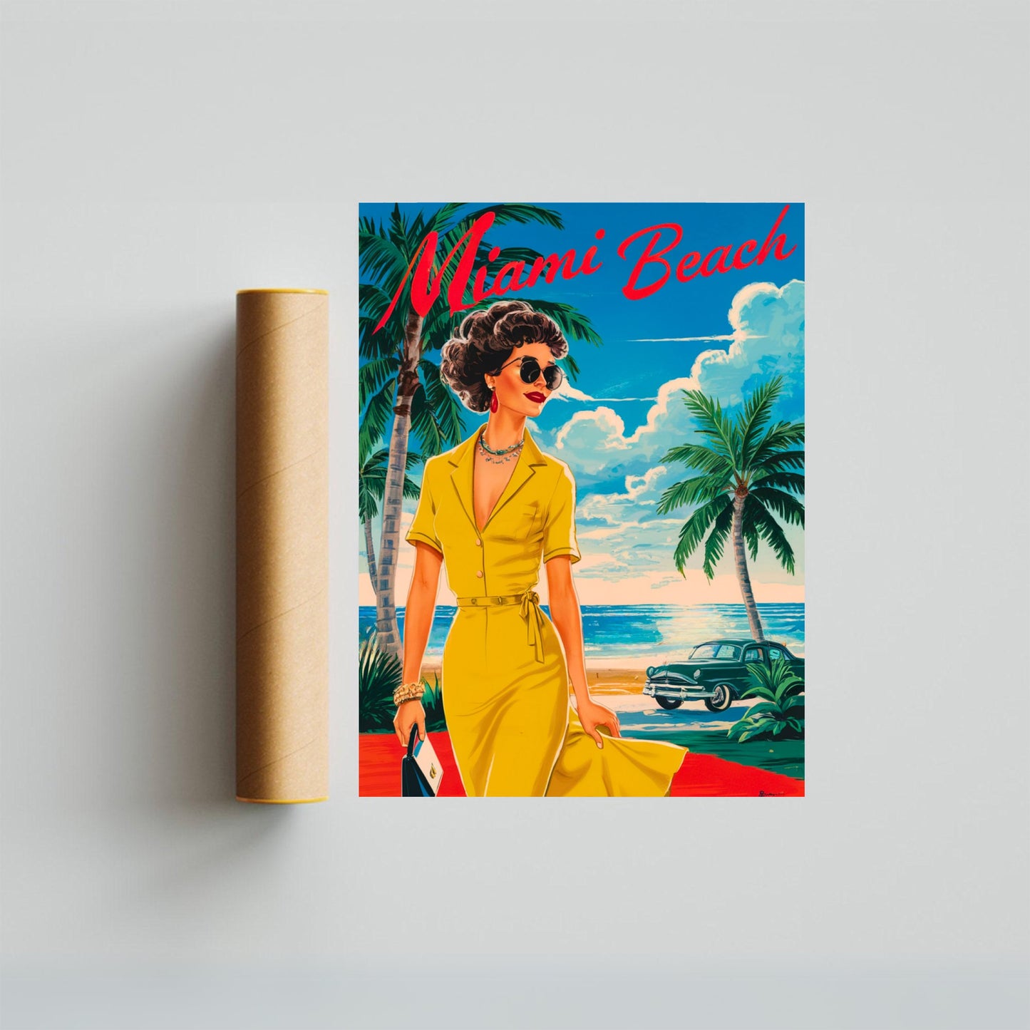 Miami Vintage Travel Poster - Beach Paradise