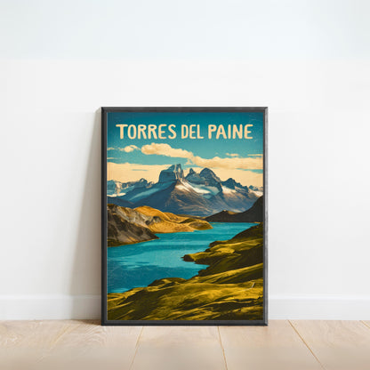 Torres del Paine Vintage Travel Poster - Majestic Patagonia