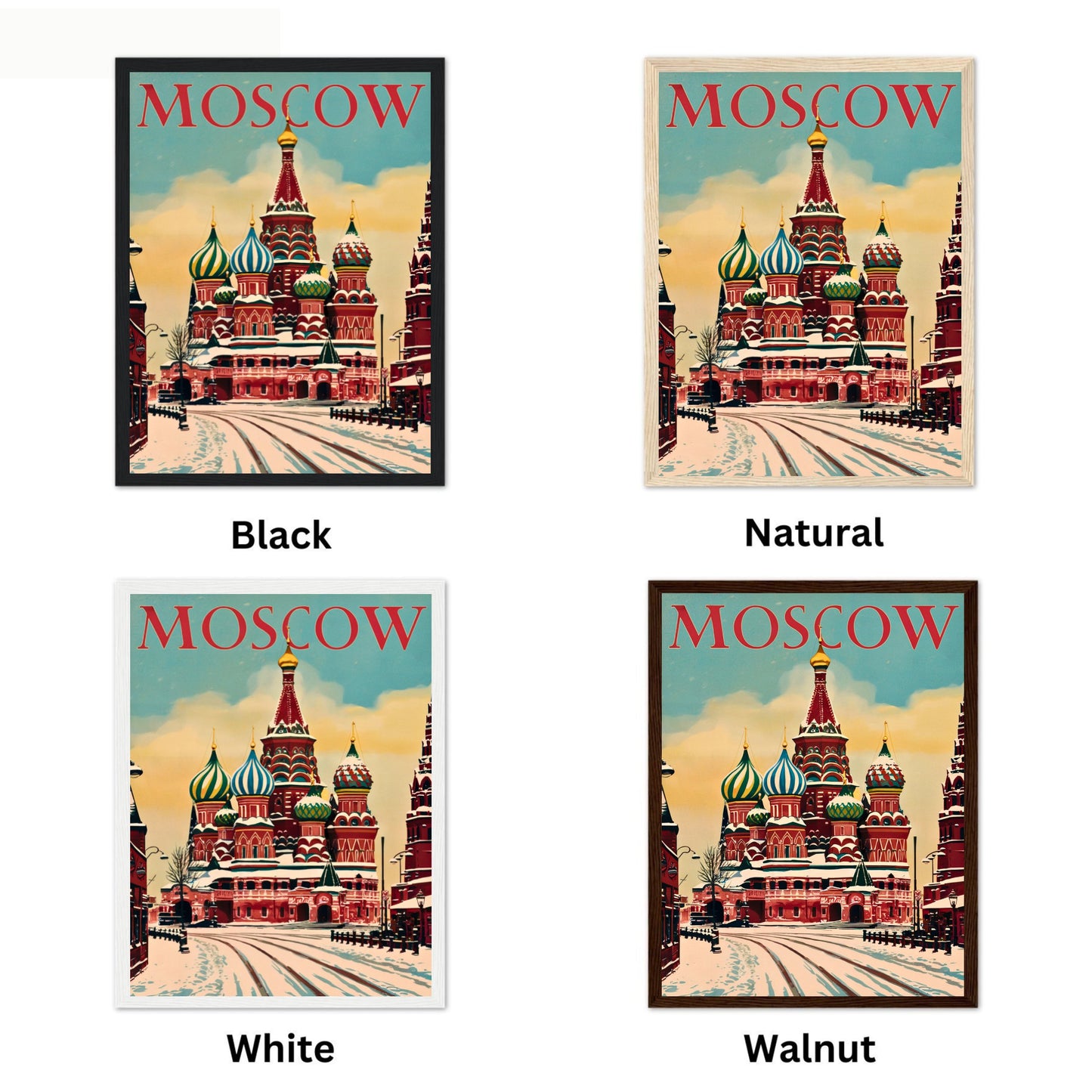 Moscow Vintage Travel Poster - Red Square and Beyond