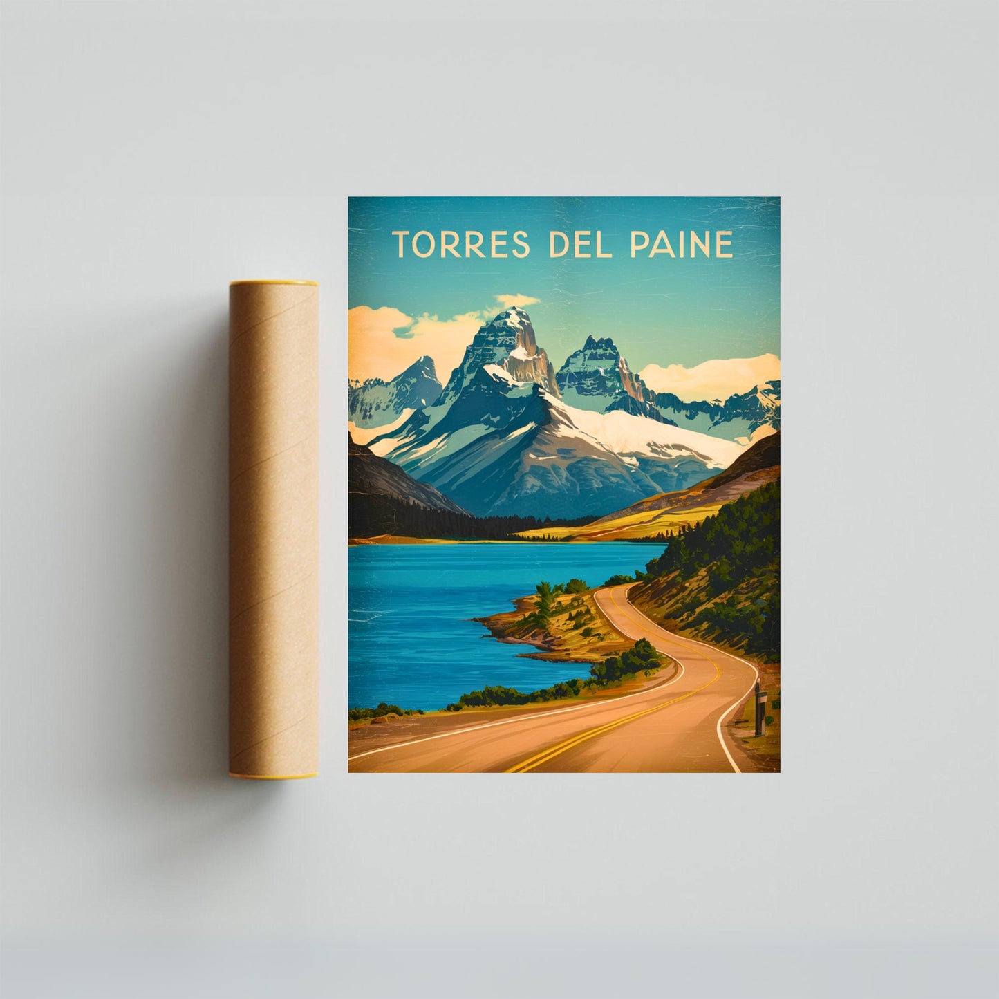 Torres del Paine Vintage Travel Poster