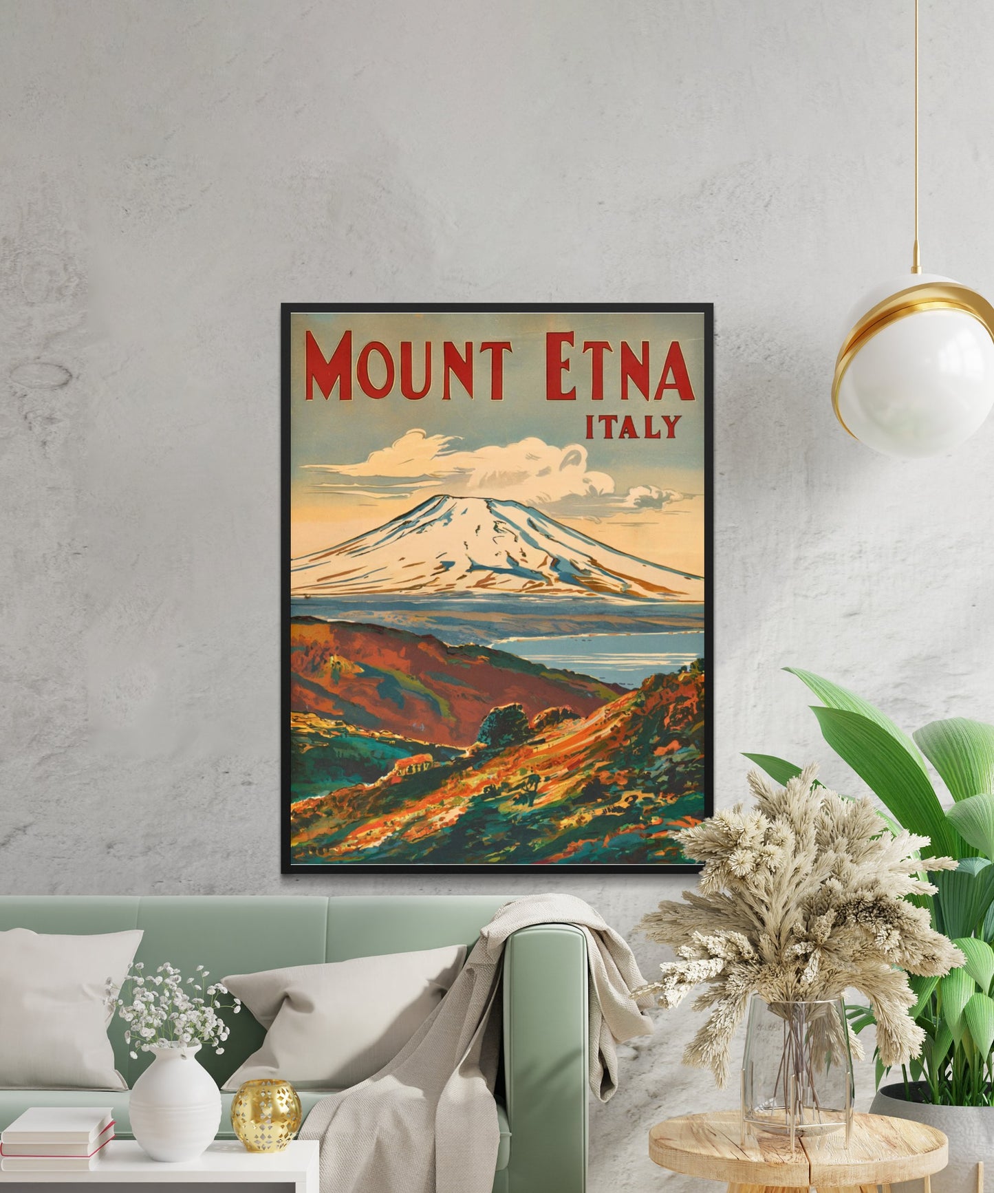 Mount Etna Vintage Travel Poster - Sicily's Fiery Wonder