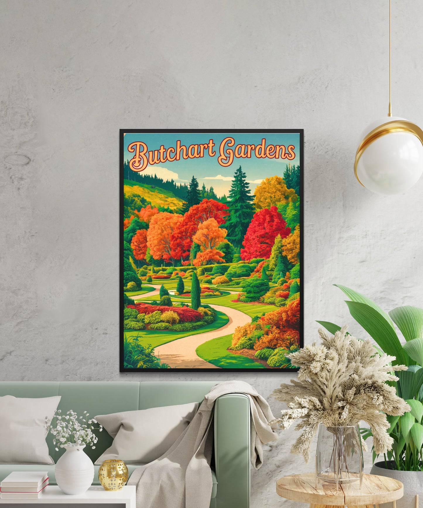 Butchart Gardens Vintage Travel Poster - Lush Floral Paradise