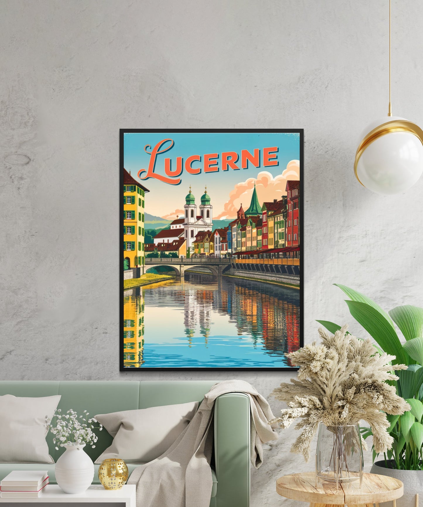 Lucerne Vintage Travel Poster - Swiss Lakeside Charm