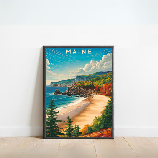 Maine Vintage Travel Poster - Scenic Coastline