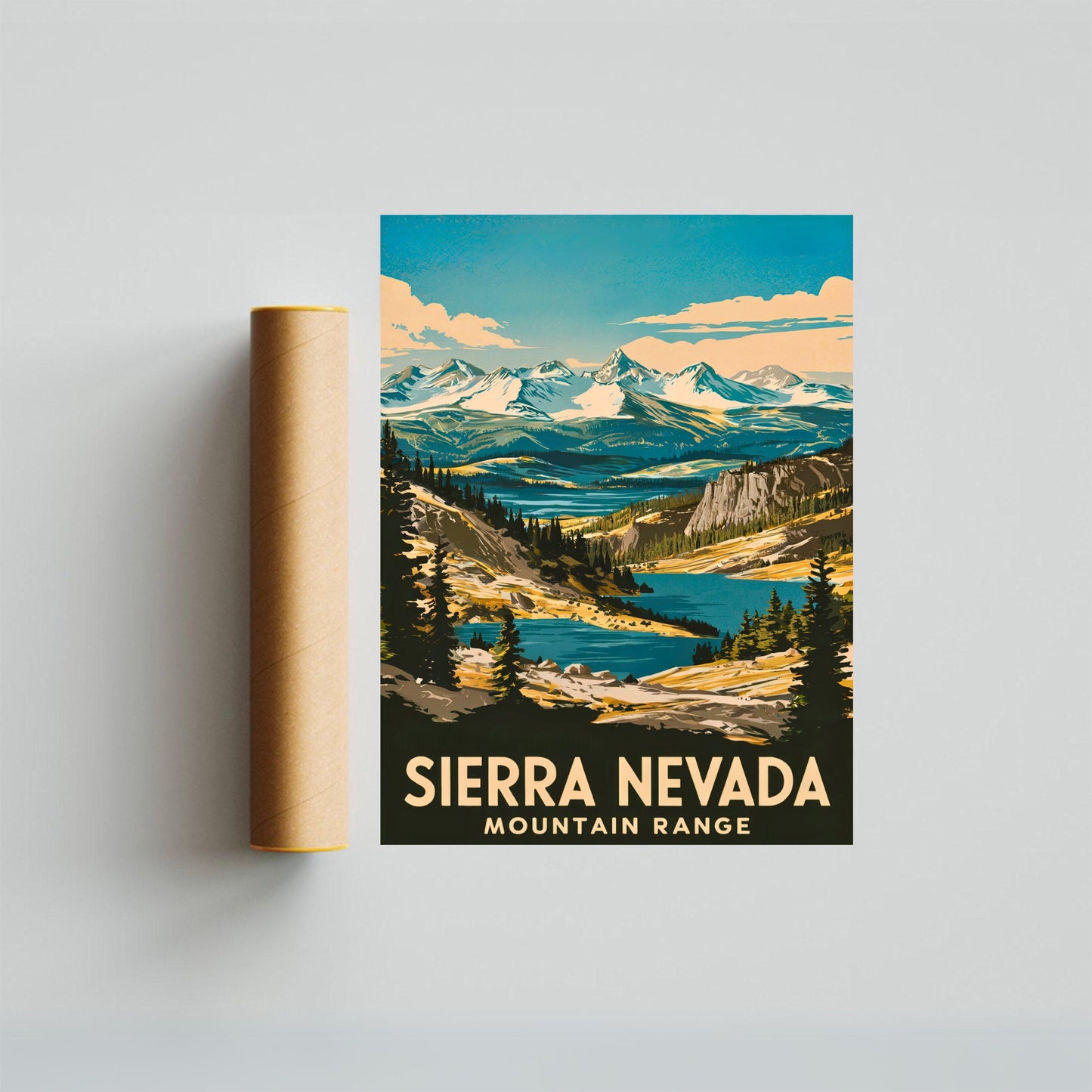 Sierra Nevada Vintage Travel Poster - Mountain Range