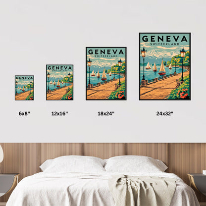 Geneva Vintage Travel Poster - Lake and Mountains