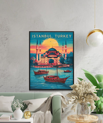 Istanbul Vintage Travel Poster  - City of Minarets and Mosques