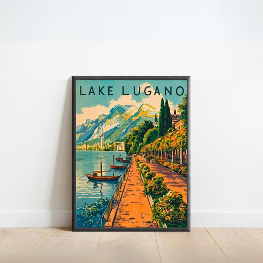 Lake Lugano Vintage Travel Poster