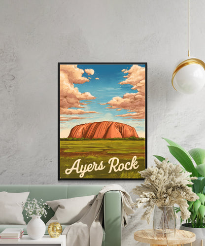 Ayers Rock Vintage Travel Poster - Majestic Natural Wonder