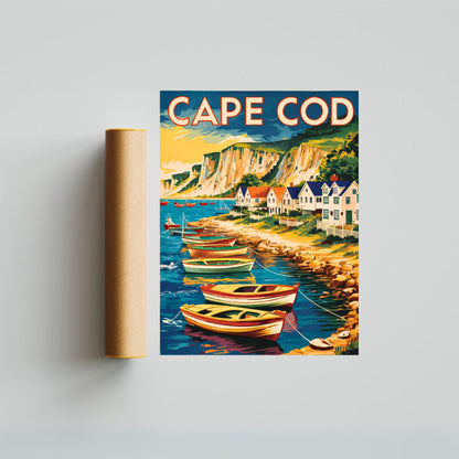 Cape Cod Vintage Travel Poster - New England Seaside