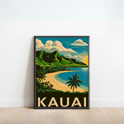 Kauai Vintage Travel Poster - Pristine Beaches