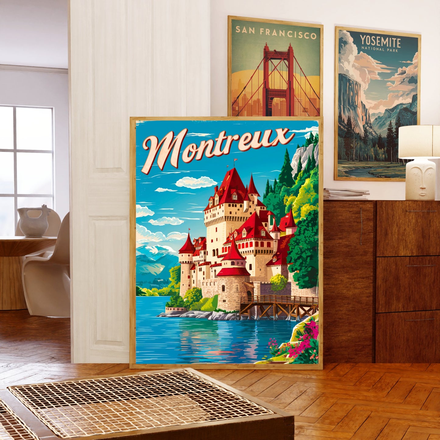 Montreux Vintage Travel Poster - Historic Châteaux