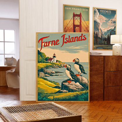 Farne Islands Vintage Travel Poster