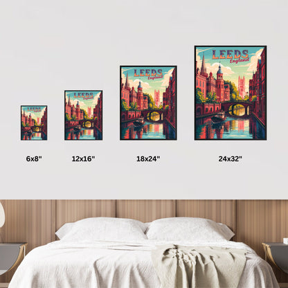 Leeds Vintage Travel Poster - Modern Skyline