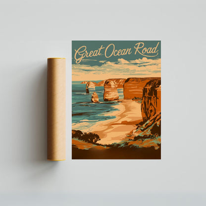 Great Ocean Road Vintage Travel Poster - Charming Destination