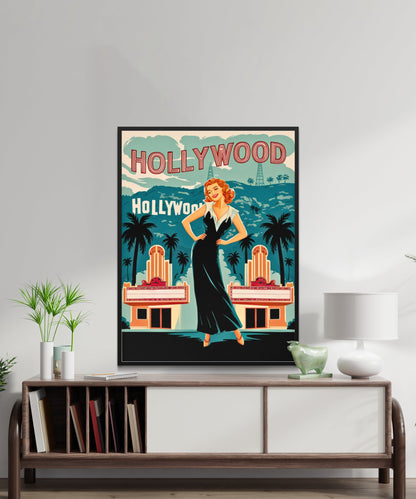 Hollywood Vintage Travel Poster  - City of Entertainment