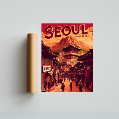 Seoul Vintage Travel Poster - Nightlife Scene