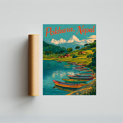 Pokhara Vintage Travel Poster