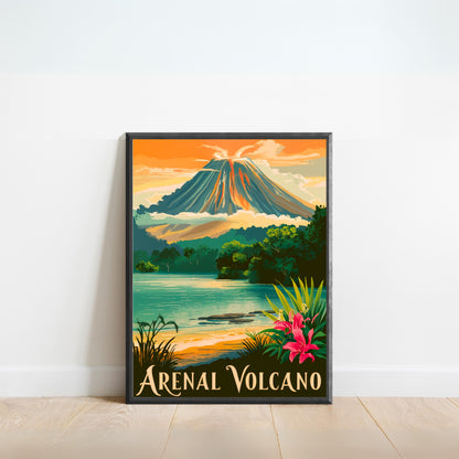 Arenal Volcano National Park Vintage Travel Poster